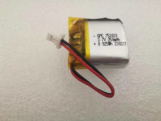 شراء 3.7 فولت 250mAh 752020 بطارية لي بوليمر لأجهزة التجميل مع حياة دورة 500 تصنيع عبر الإنترنت
