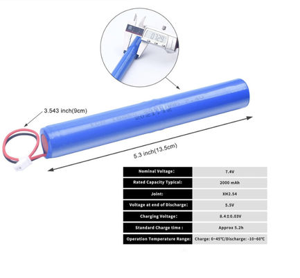شراء ICR18650 2S1P 7.4V بطارية لي أيون 2000mAh مع 500 دورة حياة حماية من التيار الزائد والخلايا من الدرجة A تصنيع عبر الإنترنت
