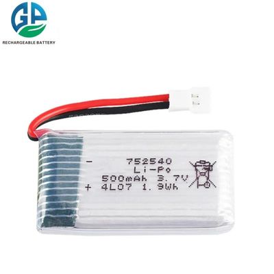 شراء Un38.3 752540 بطارية البوليمر الليثيوم 3.7v قابلة لإعادة الشحن 500mah online manufacture