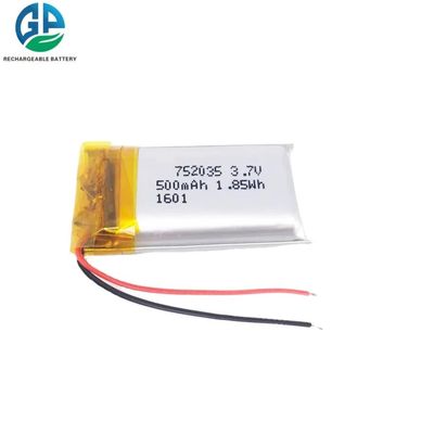 شراء 752035 500mah 3.7v بطارية قابلة لإعادة الشحن من نوع لي بولي للاعب الصوت online manufacture