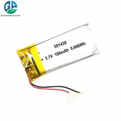 شراء بطارية لي بوليمر قابلة لإعادة الشحن عالية السعة 3.7 فولت 551430 180mah online manufacture