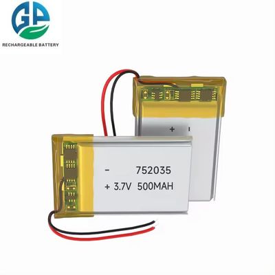 شراء KC CB IEC62133 معتمدة بطارية ليبو قابلة لإعادة الشحن 3.7V 500mAh 752035 online manufacture
