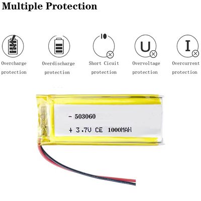 شراء البطارية القابلة لإعادة الشحن KC CB IEC62133 المعتمدة 503060 بطارية البوليمر الليثيوم 1000mah 3.7v online manufacture