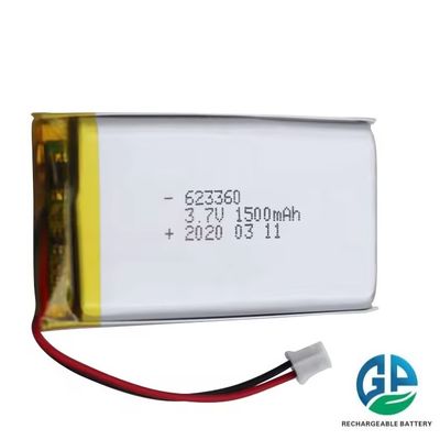 شراء نوعية عالية 623360 3.7v 1500mah بطارية الليثيوم البوليمر بطارية معدل تفريغ عالية 30C Max60C قابلة لإعادة الشحن online manufacture