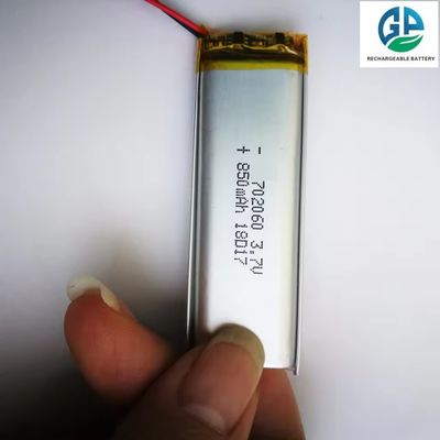 شراء بطارية الليثيوم أيون بوليمر عالية السعة 3.7 فولت 850mAh 500 مرة بطارية الليثيوم أيون بوليمر 702060 3.7 فولت 850mah online manufacture