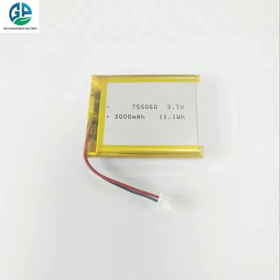 شراء بطارية بطارية عالي التفريغ 3.7 فولت 3000mah 30C Max60C بطارية ليبو قابلة لإعادة الشحن 755060 3.7v 3000mah بطارية ليثيوم أيون للمنتجات الرقمية online manufacture