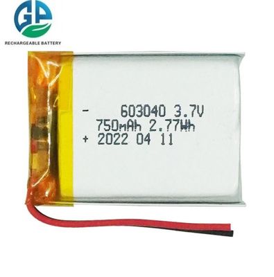 شراء High Discharge Rate 30C Max60C Rechargeable 750mAh Lithium Polymer Battery 603040 LiPo Battery online manufacture