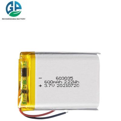 شراء 3.7V 600mAh KC IEC62133 Approved Lithium Polymer Battery Lipo603035 Rechargeable Battery Pack online manufacture