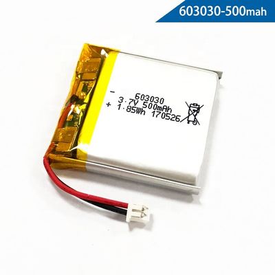 شراء حزمة بطارية ليثيوم بوليمر IEC62133 3.7 فولت 500 مللي أمبير 603030 online manufacture