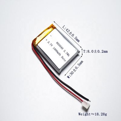 شراء بطارية ليثيوم بوليمر UN38.3 1C 803040 3.7 فولت 1000 مللي أمبير بطارية ليبو online manufacture