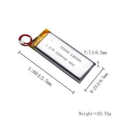 قابلة للشحن 5C 3.7V 1200mAh سعة بطارية ليثيوم بوليمر 702560