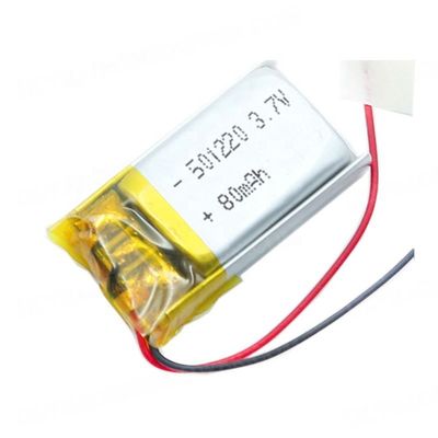 80mAh 501220 3.7V KC بوليمر بطارية ليثيوم مع سلك موصل PCM