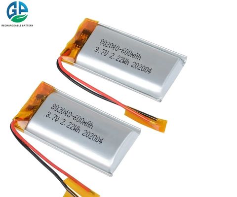 KC 3.7v 2.22wh 600mah حزمة بطارية ليبو ، 802040 بطارية ليثيوم بولي قابلة للشحن