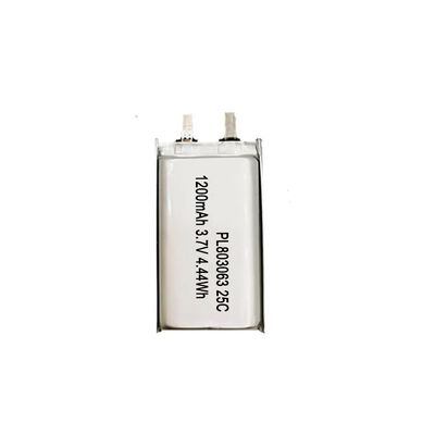 3.7V 1200mAh معدل تفريغ 25C IEC62133 UL بطارية ليثيوم بوليمر ليبو قابلة لإعادة الشحن