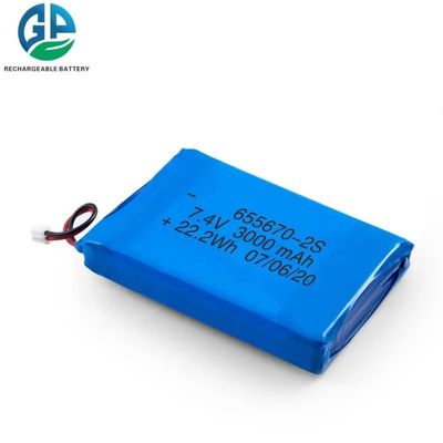 7.4 فولت بطارية لي بوليمر 3000mAh مع حماية من الإفراط في الشحن لمصدر طاقة موثوق به