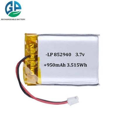 بطارية ليثيوم بوليمر قابلة لإعادة الشحن 3.7 فولت 950 مللي أمبير في الساعة معتمدة من IEC62133