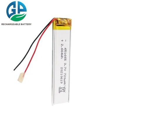 بطارية قابلة لإعادة الشحن 651665 بطارية ليتيم بوليمر 720mah 3.7v