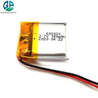 602020 بطارية الليثيوم البوليمرية القابلة لإعادة الشحن 3.7 فولت 180mAh مع 500 مرة عمر الدورة