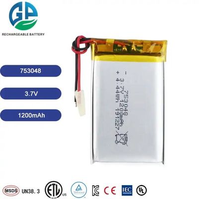 تمت الموافقة على 753048 1200mAh 3.7v بطارية ليبو قابلة لإعادة الشحن لمراقبة لعبة ذكية