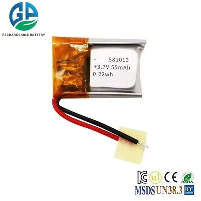 بطارية ليبو معتمدة من قبل كيه سي 581013 3.7 فولت بطارية ليبو بوليمر قابلة لإعادة الشحن 50mAh