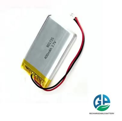 معدل تفريغ عالي بوليمر الليثيوم 801735 400mAh قابلة لإعادة الشحن 3.7v لجهاز الاتصال اللاسلكي Doobell بطارية طائرة بدون طيار