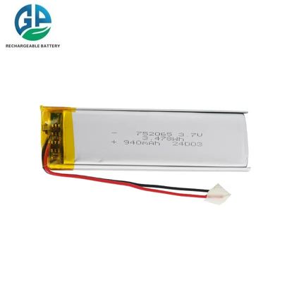 KC CB IEC62133 بطارية قابلة لإعادة الشحن لـ LiPo 752065 940mAH بطارية الليثيوم البوليمر لـ Lipo بطارية 3.7v 10ah بطارية تعقب