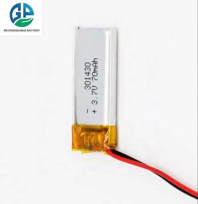 للبطارية الذكية 3.7 فولت 70mah 301430 البطارية البوليمرية القابلة لإعادة الشحن بطارية ليتيم بطارية بطارية معدل تفريغ عالية