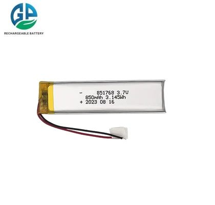 بطارية ذات سعة عالية 851768 3.7V 850mAh 1S1P بطارية مصنعة ليتيم أيون بوليمر KC بطارية قابلة لإعادة الشحن مخصصة